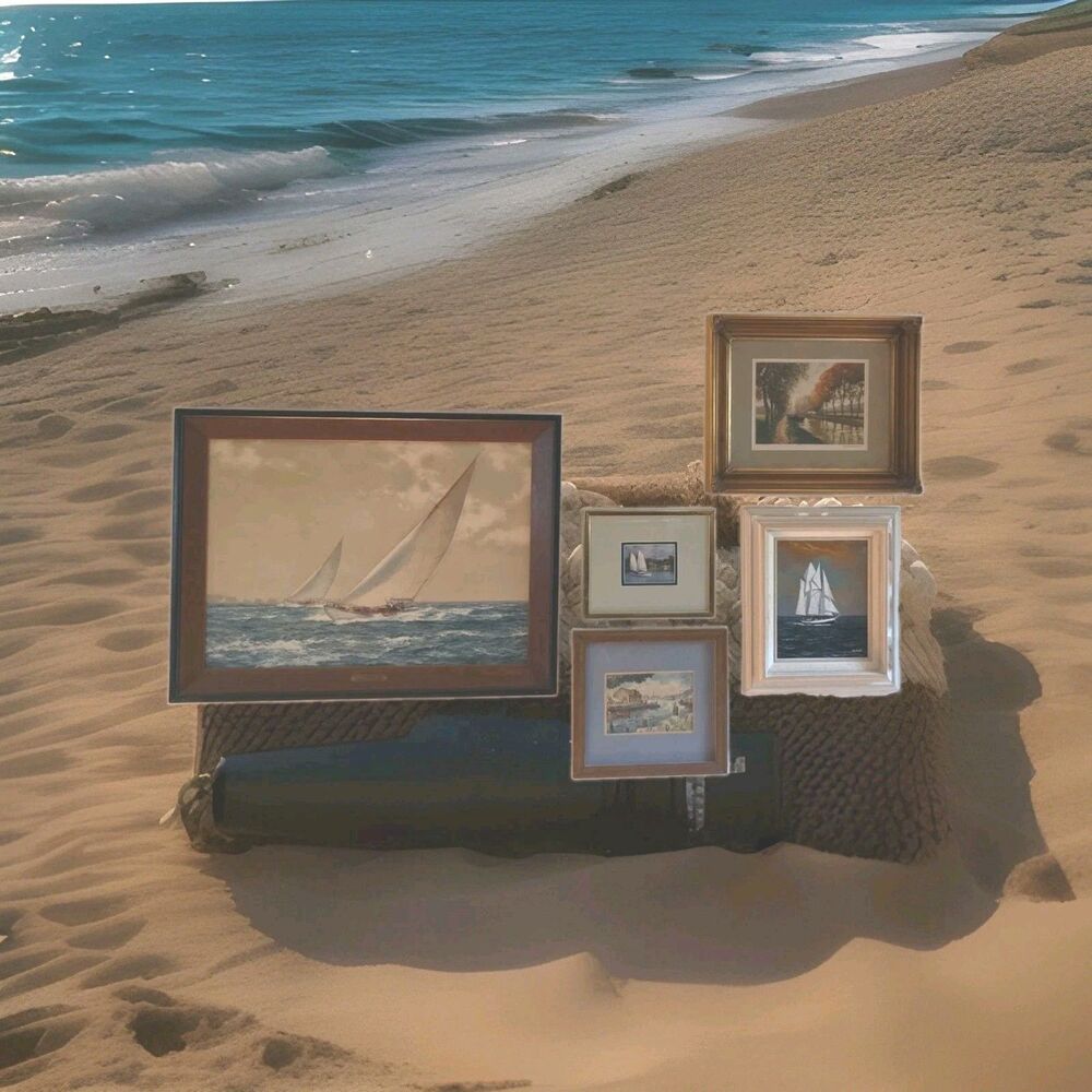 Framed Nautical Art-oil Sketches All Framed- 5 Pieces- Signed